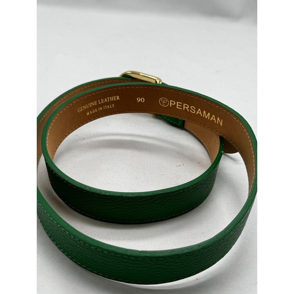 Persaman Genuine Leather Kelly Green Brass Buckle 41" long NWT Classic Work - Picture 3 of 7